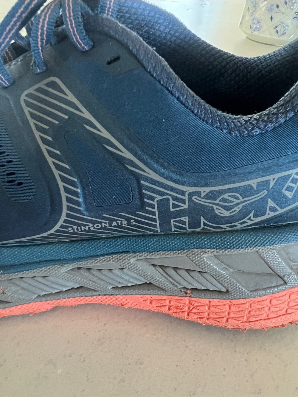 Hoka Stinson ATR 5 Navy Blue Running Shoes with Coral Accents. Size 8. So good!! - Picture 6 of 6